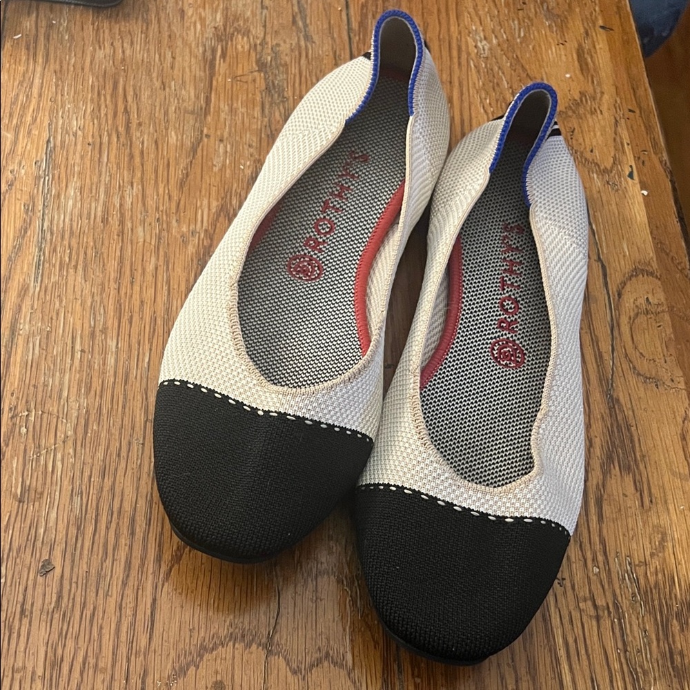 Rothy's Black and Cream Flats